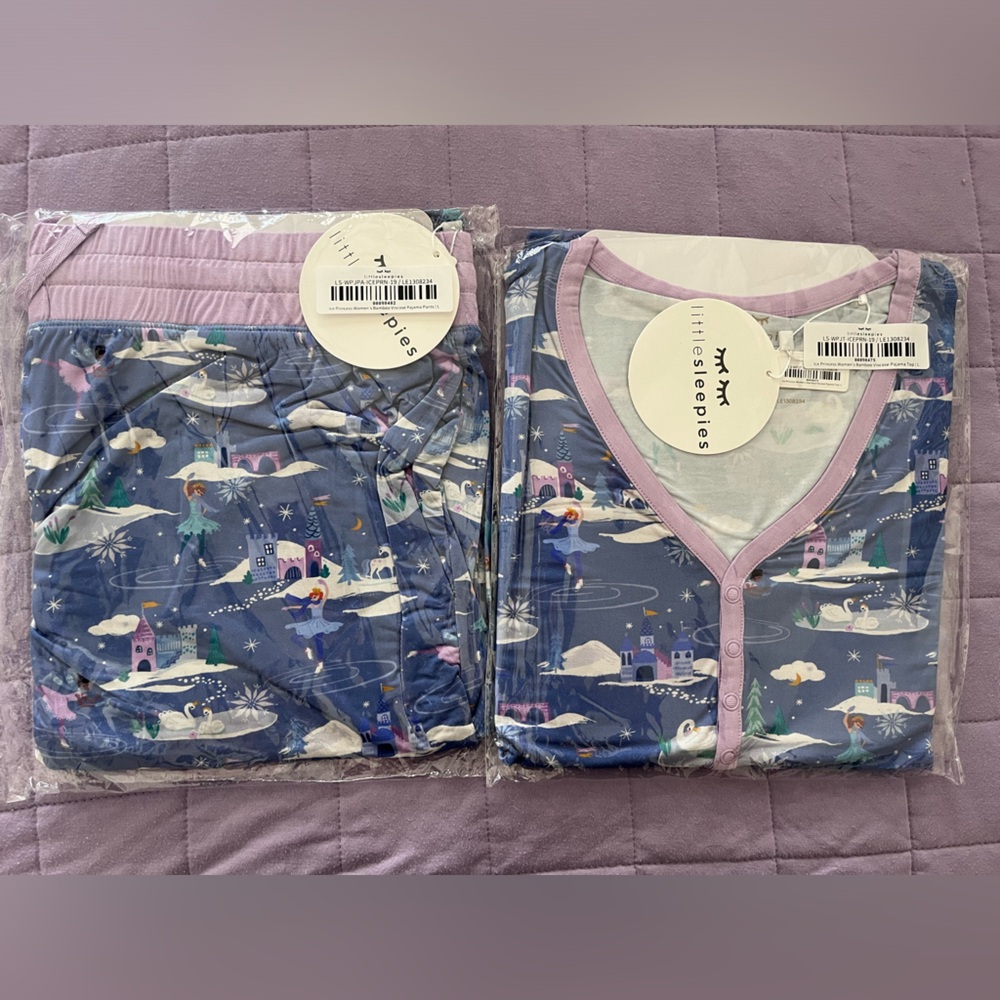 Little Sleepies women’s L top & pants large, ice princess NIB